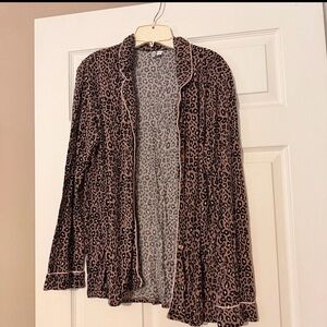 Nordstrom Women’s Pajama Top Cheetah print button up Size Large